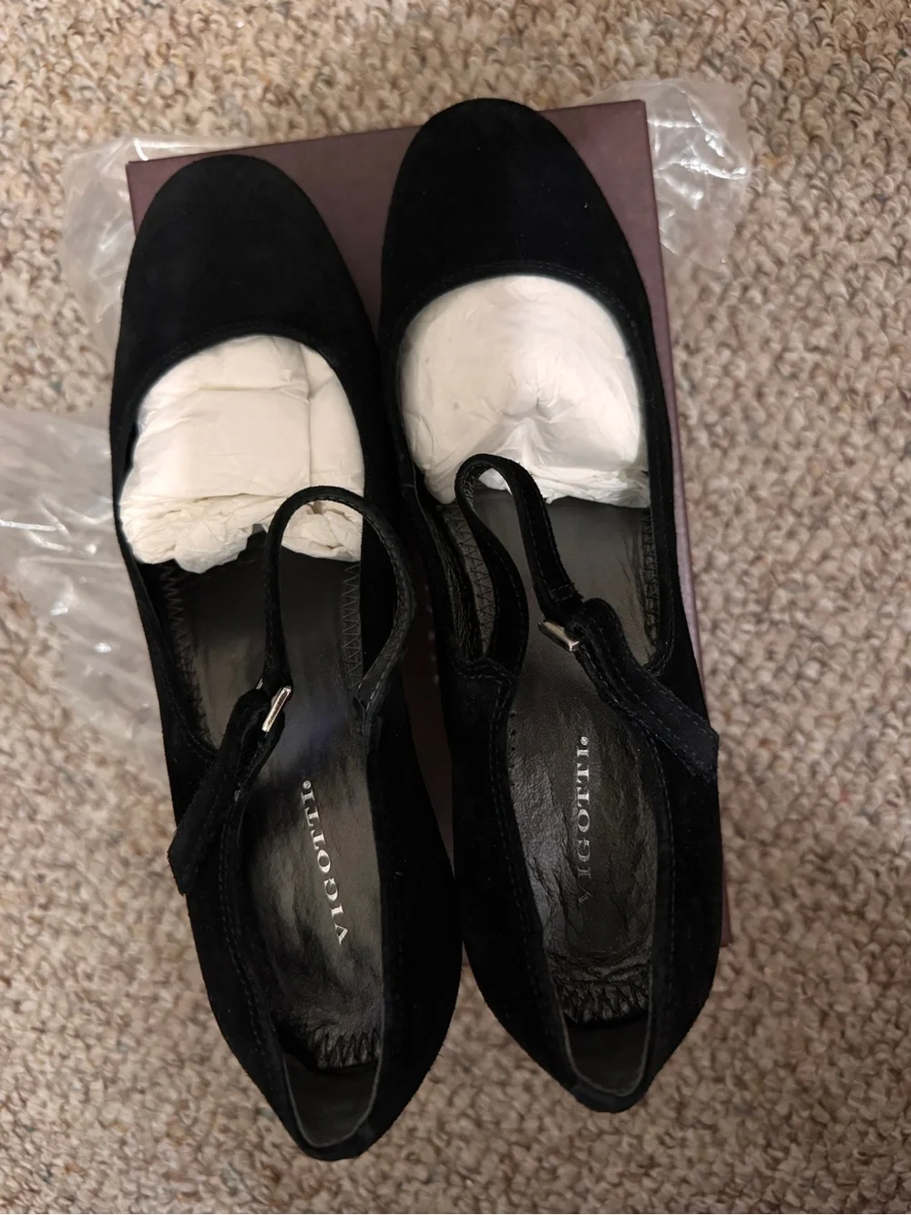 Vigotti Black Suede Mary Jane Heel